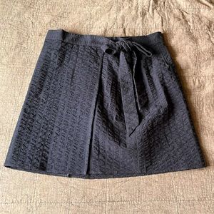 J.crew Textured Mini Wrap Skirt Tie-bow Closure Color Navy Blue | Size 8